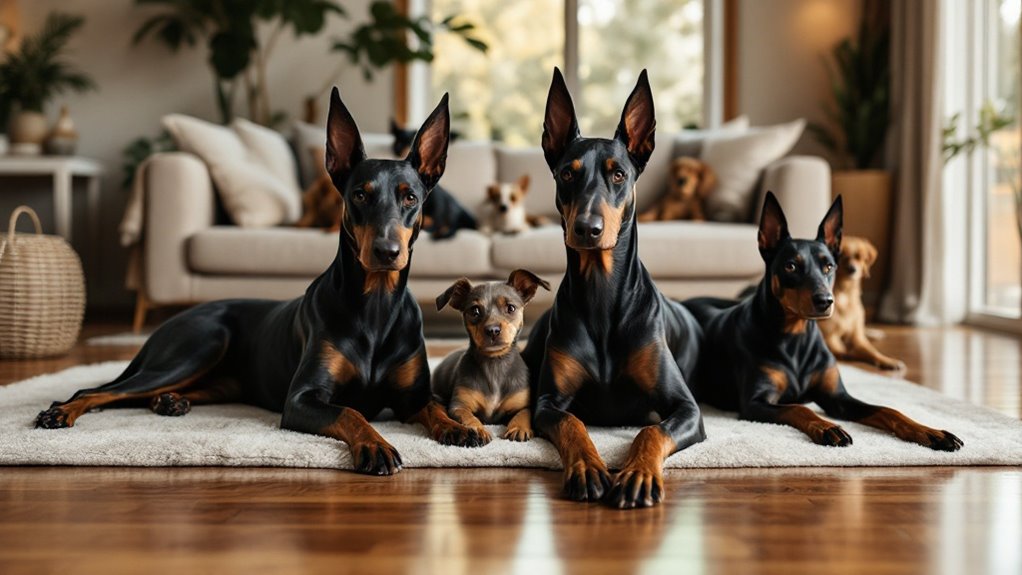 dobermans and household dogs