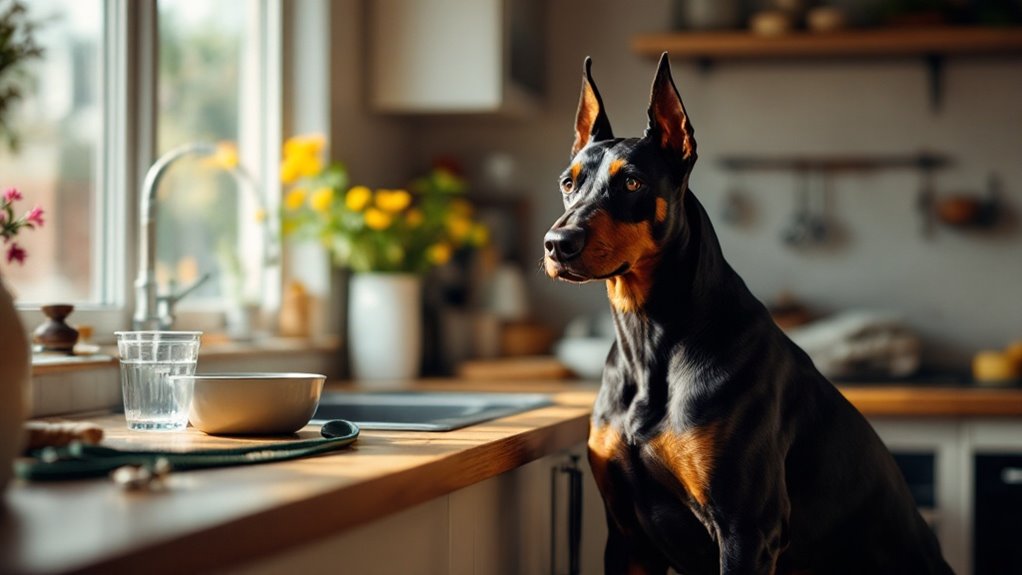 energetic doberman s home schedule